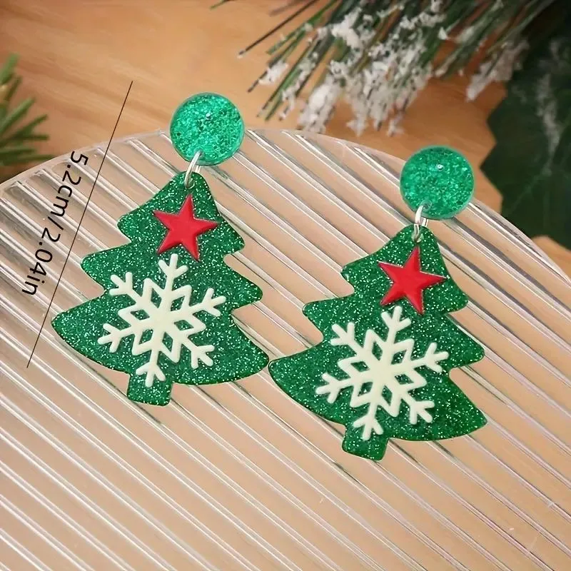 Christmas Beaded Dangle Earrings Festive Floral Design