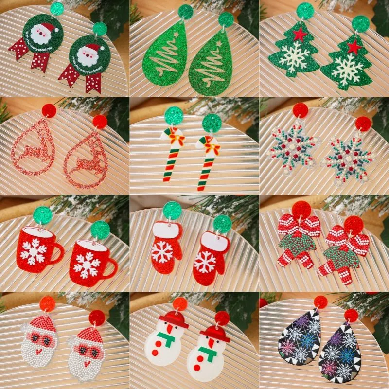 Christmas Beaded Dangle Earrings Festive Floral Design
