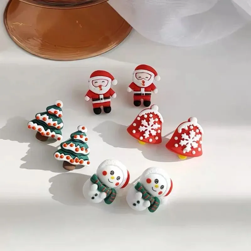 Merry Christmas Snowman Design Stud Earrings