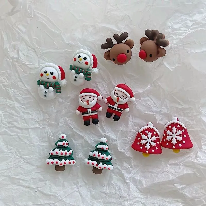 Festive Red Snowflake Stud Earrings