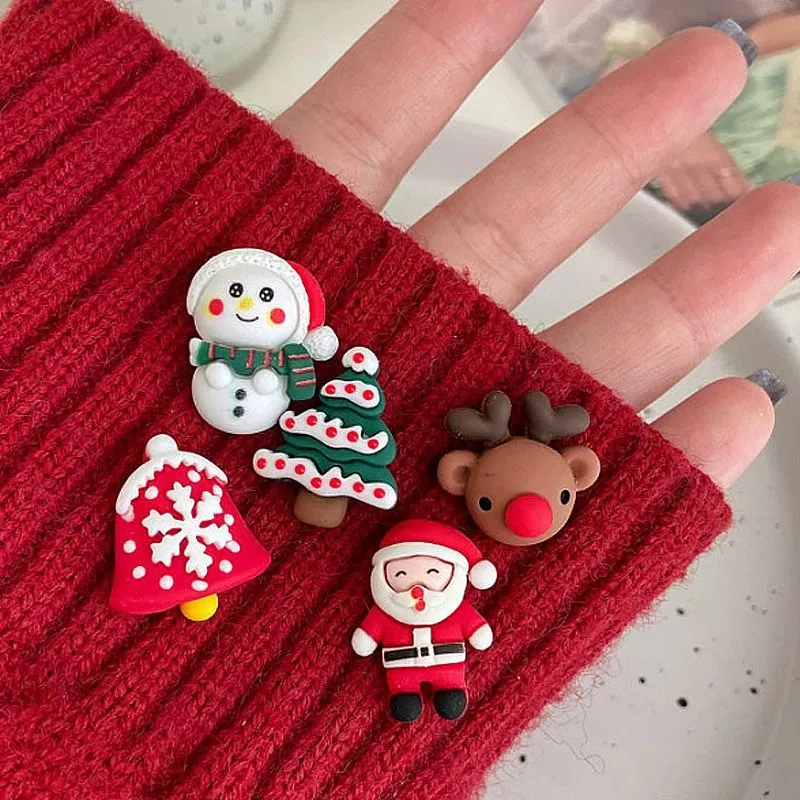 Festive Red Snowflake Stud Earrings