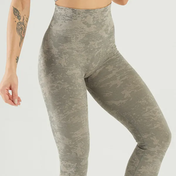 High Waist Contouring Camo Leggings - Seamless Booty Lifting Stretchy