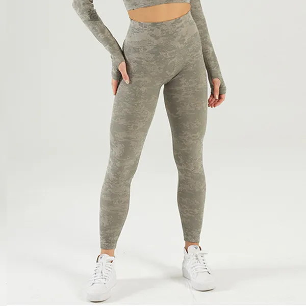 High Waist Contouring Camo Leggings - Seamless Booty Lifting Stretchy