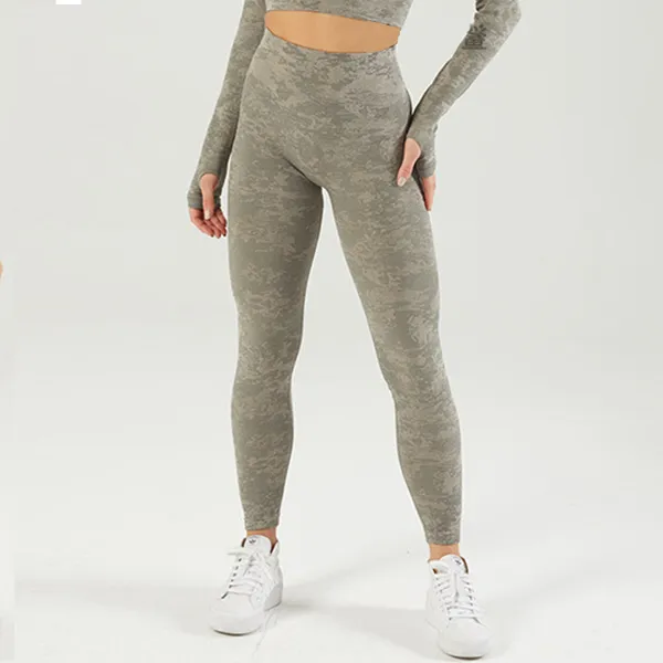 High Waist Contouring Camo Leggings - Seamless Booty Lifting Stretchy