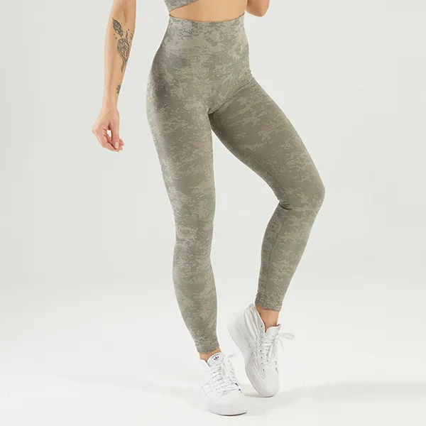 High Waist Contouring Camo Leggings - Seamless Booty Lifting Stretchy