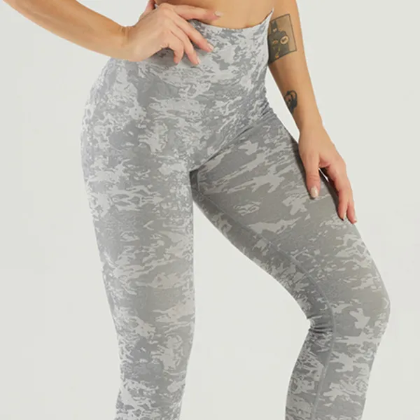 High Waist Contouring Camo Leggings - Seamless Booty Lifting Stretchy