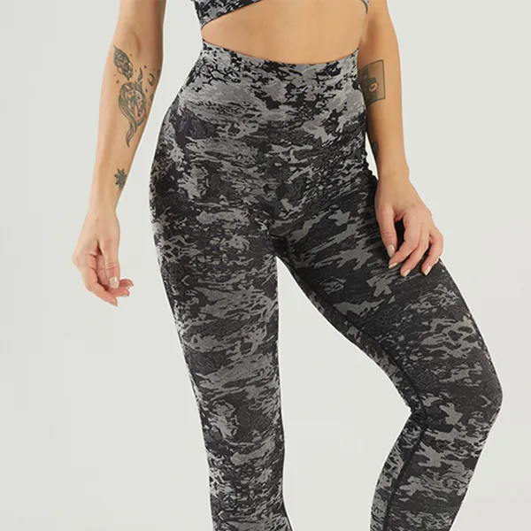 High Waist Contouring Camo Leggings - Seamless Booty Lifting Stretchy