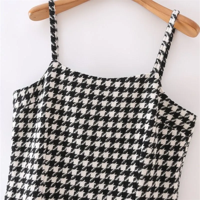 Chic Houndstooth Camisole Top