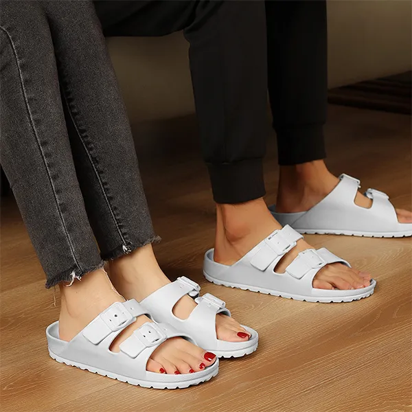 Unisex Double Strap White Sandals