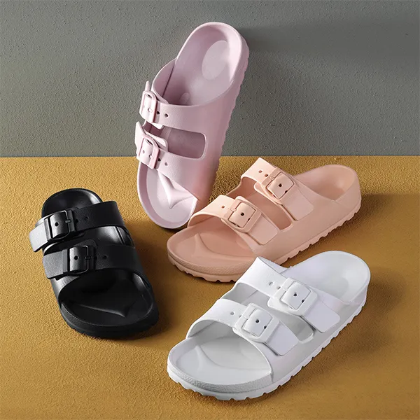Unisex Double Strap White Sandals