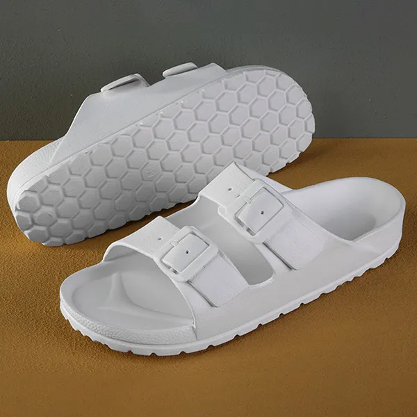 Unisex Double Strap White Sandals