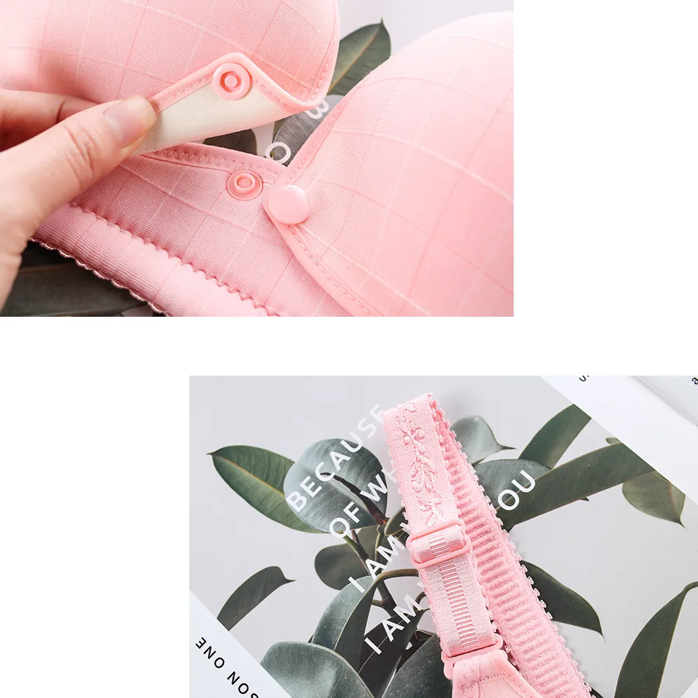 V Neck Comfortable Padded Nursing Bra With Front Open Button Adjustable Push Up Bra