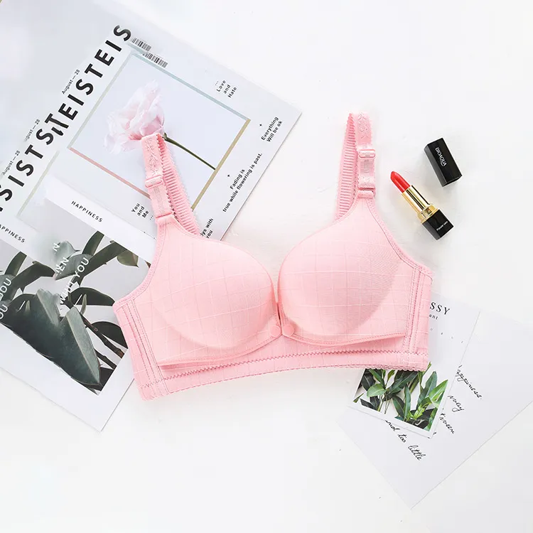 V Neck Comfortable Padded Nursing Bra With Front Open Button Adjustable Push Up Bra