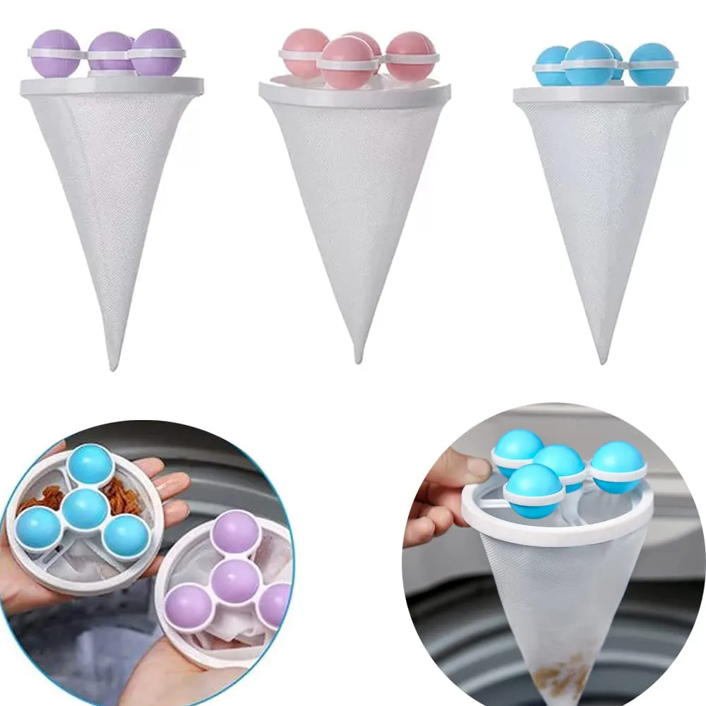 Household Washing Machine Hair Filter Mesh Bag, Lint Hair Catcher Washing Machine Float Filters