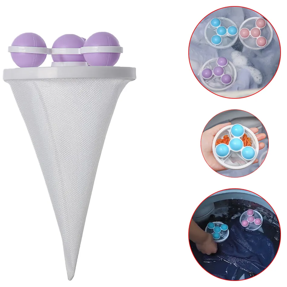 Household Washing Machine Hair Filter Mesh Bag, Lint Hair Catcher Washing Machine Float Filters