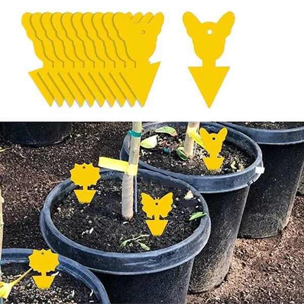 10pcs Yellow Insect and Flower Shaped Plant Stakes