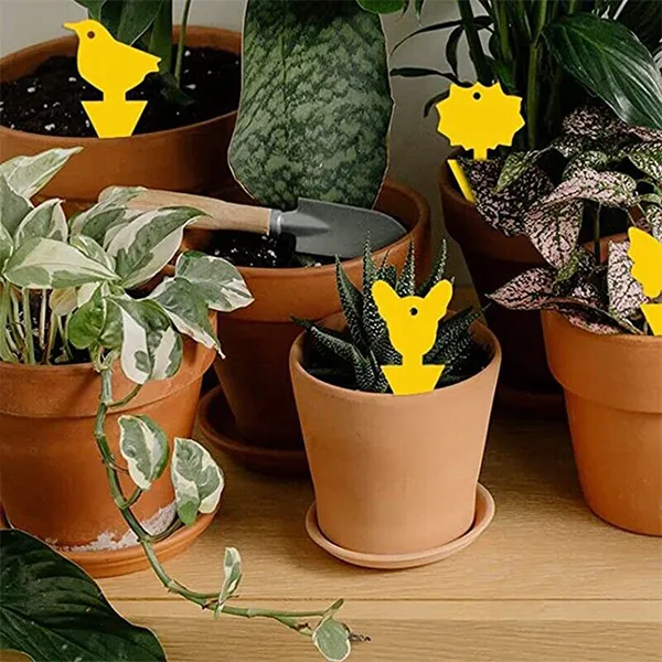 10pcs Yellow Insect and Flower Shaped Plant Stakes