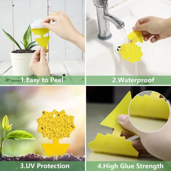 10pcs Yellow Insect and Flower Shaped Plant Stakes