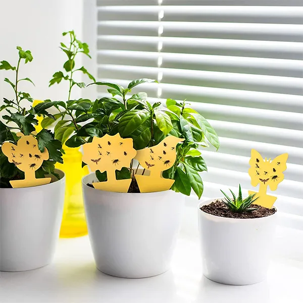 10pcs Yellow Insect and Flower Shaped Plant Stakes