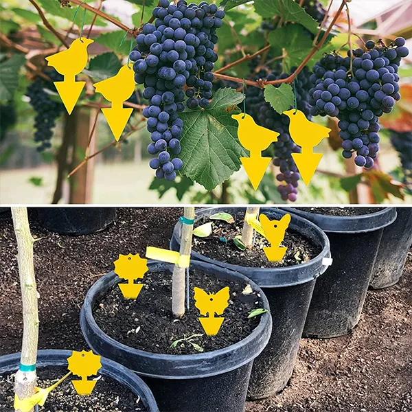 10pcs Yellow Insect and Flower Shaped Plant Stakes