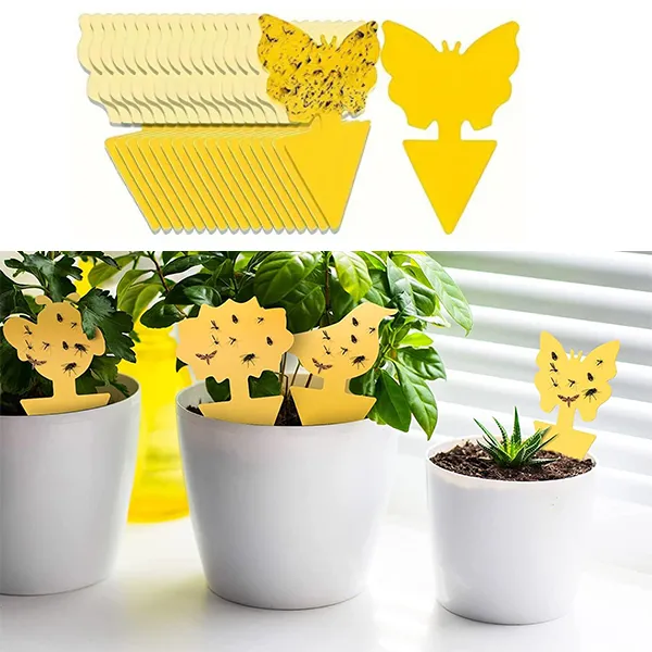 10pcs Yellow Insect and Flower Shaped Plant Stakes