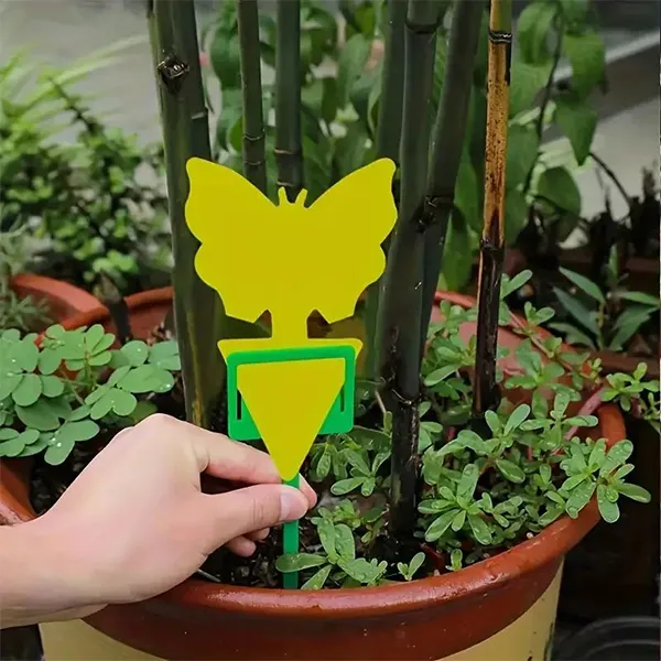 10pcs Yellow Insect and Flower Shaped Plant Stakes