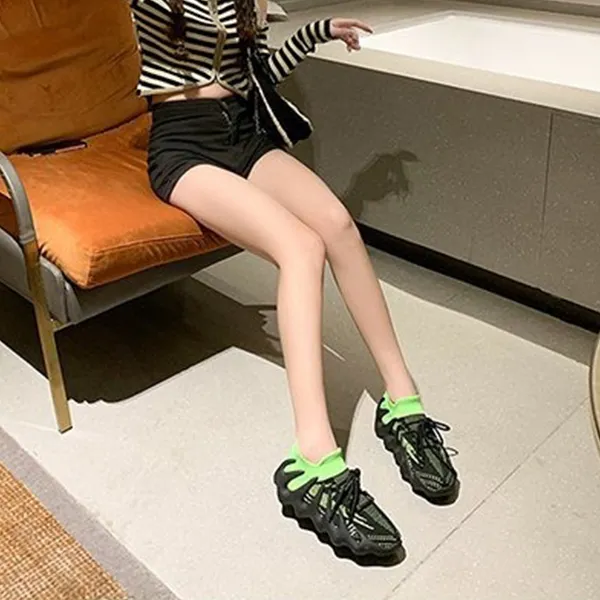 Neon Green Mesh Athletic Sneakers