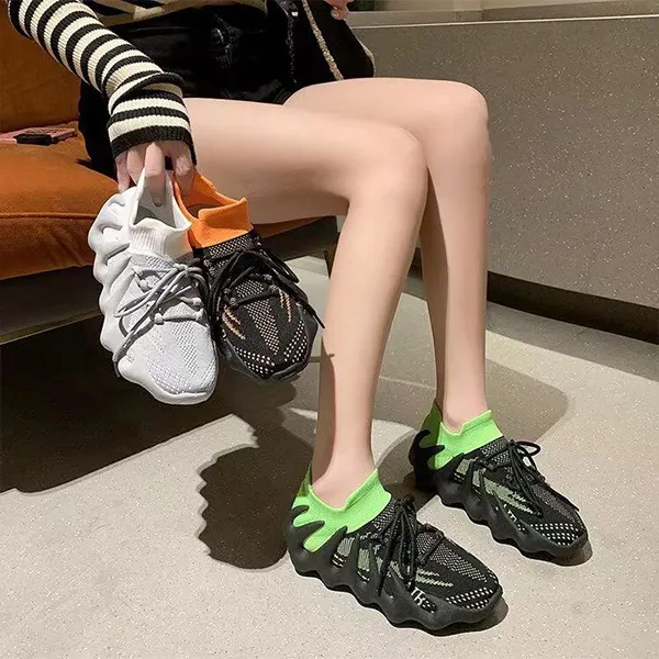 Neon Green Mesh Athletic Sneakers