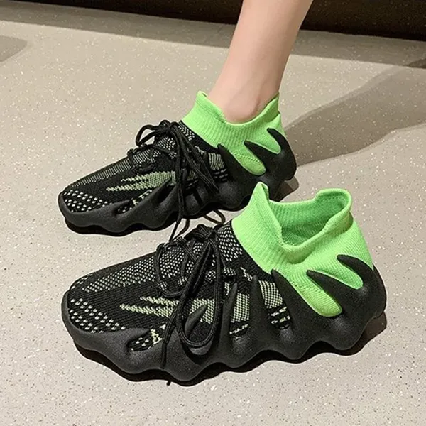 Neon Green Mesh Athletic Sneakers