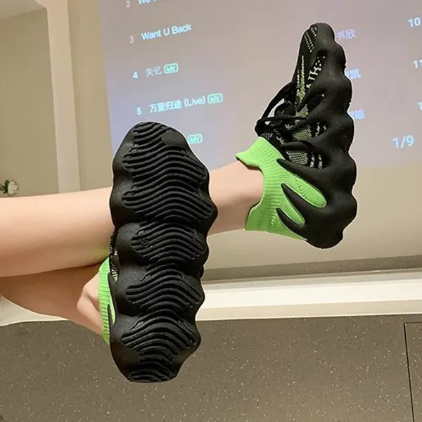 Neon Green Mesh Athletic Sneakers