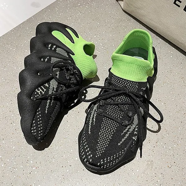 Neon Green Mesh Athletic Sneakers