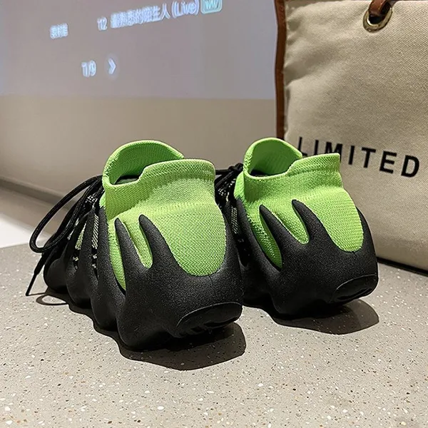 Neon Green Mesh Athletic Sneakers