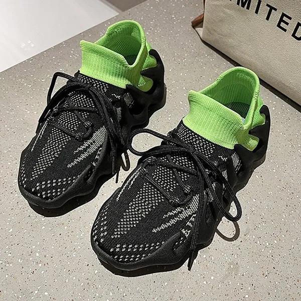 Neon Green Mesh Athletic Sneakers