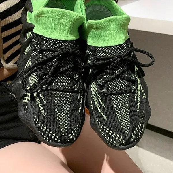 Neon Green Mesh Athletic Sneakers