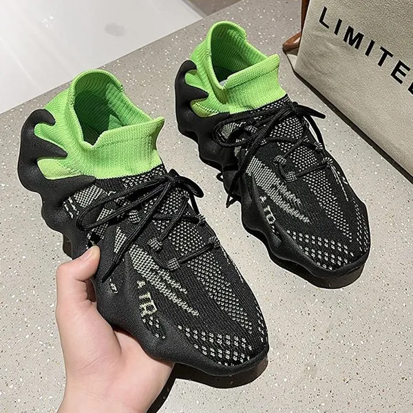 Neon Green Mesh Athletic Sneakers
