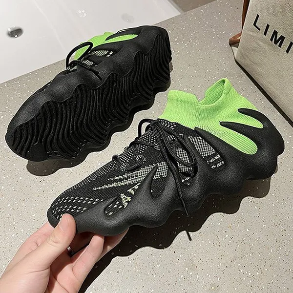 Neon Green Mesh Athletic Sneakers