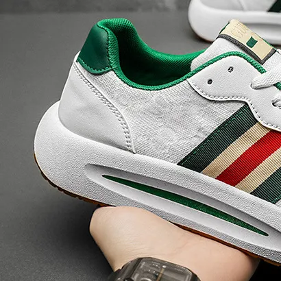 Colorful Stripes Pattern Winter Shoes Thick Soft Sole Men Breathable Designer Sneakers