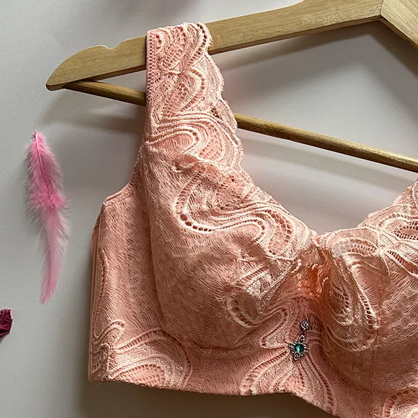 Peach Lace Sleeveless Crop Top