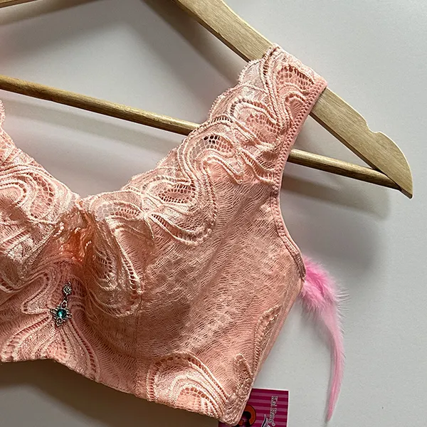 Peach Lace Sleeveless Crop Top