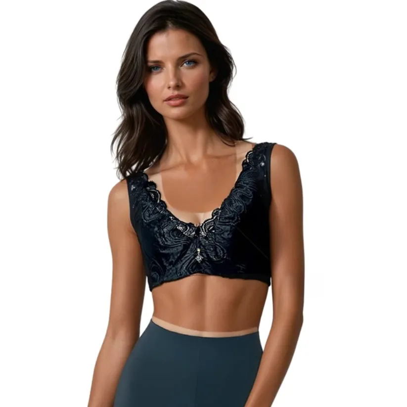 Peach Lace Sleeveless Crop Top