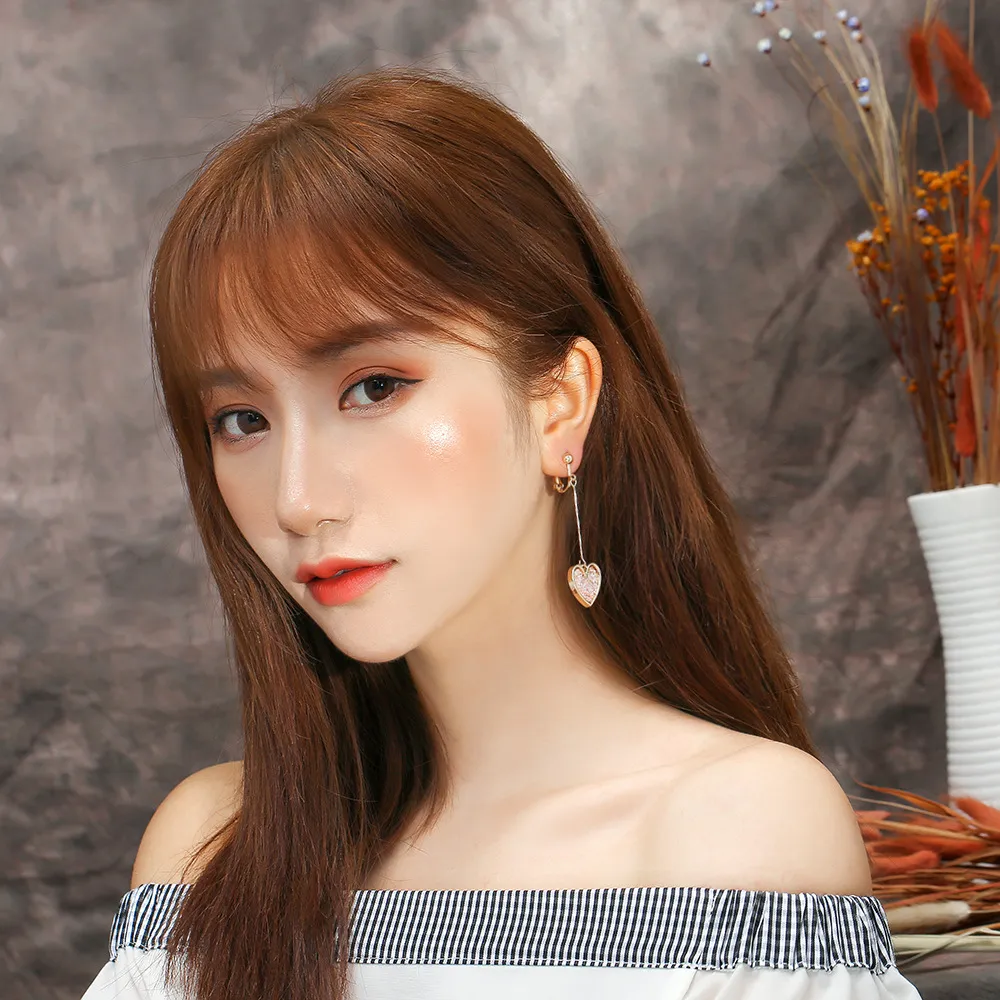 Heart-Shaped Crystal Drop Earrings