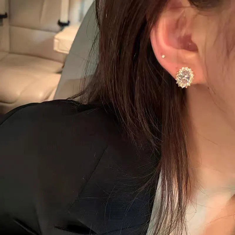 Heart-Shaped Crystal Drop Earrings