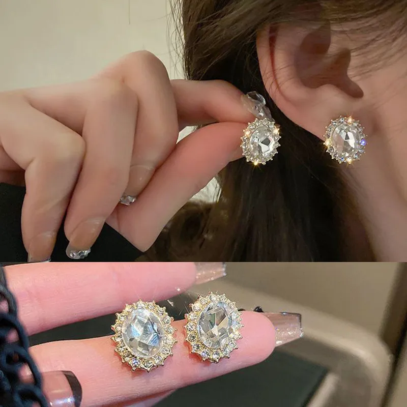 Heart-Shaped Crystal Drop Earrings
