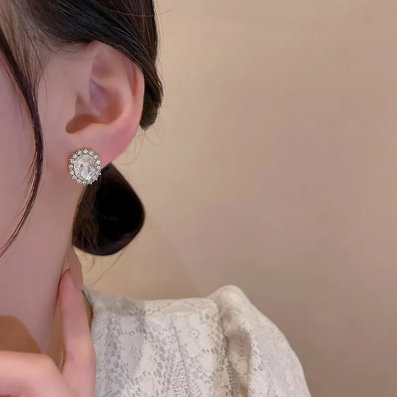 Heart-Shaped Crystal Drop Earrings