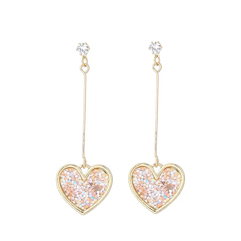 Heart-Shaped Crystal Drop Earrings