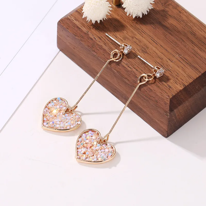 Heart-Shaped Crystal Drop Earrings