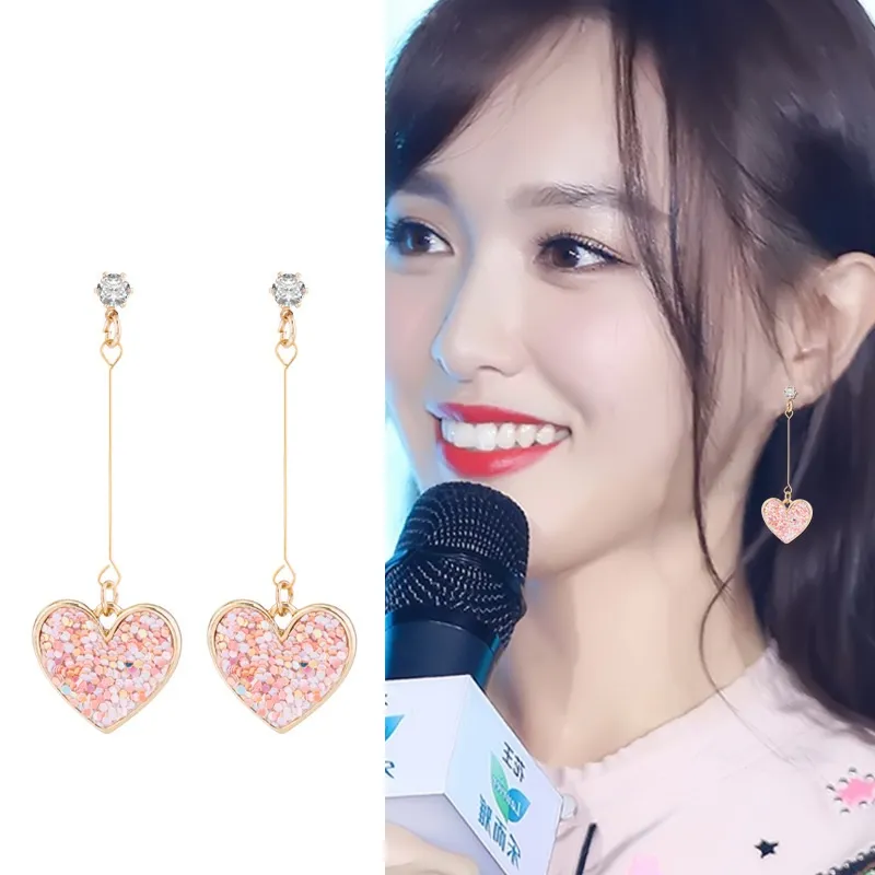 Heart-Shaped Crystal Drop Earrings