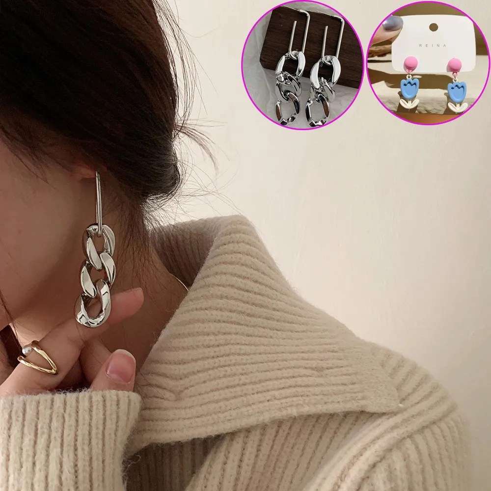 Trendy Geometric Drop Earrings Set