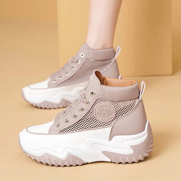High-Top Beige Chunky Sneakers