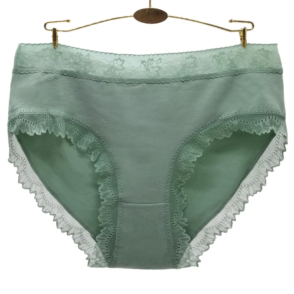 Six Pieces Lace Trim Cotton Women's Briefs Set
